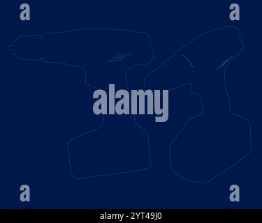 Legen Sie den Symbolvektor für die Konstruktionslinie des Schraubendrehers fest. Konstruktionsschild für Schraubendreher. Schwarze Abbildung des isolierten Kontursymbols. Seite, isometrische Ansicht Stock Vektor