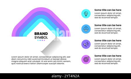 Infografik-Vorlage mit Symbolen und 4 Optionen oder Schritten. Kann für Workflow-Layout, Diagramm, Banner, webdesign verwendet werden. Vektorgrafik Stock Vektor