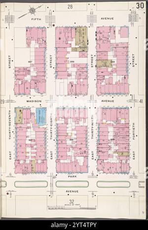 Manhattan, V. 4, Plate No. 30 [Karte begrenzt durch 5th Ave., E. 40th St., Park Ave., E. 37th St.] 1910 Stockfoto