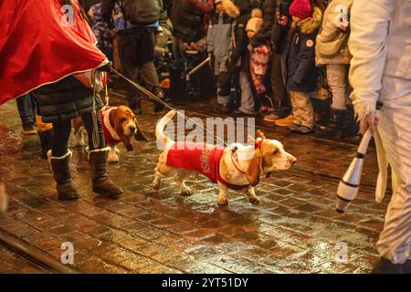 Weihnachtliche Eröffnungszeremonie von Helsinki auf der Straße Aleksanterinkatu Stockfoto