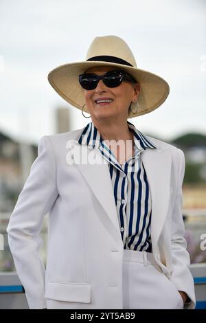 Die Schauspielerin Meryl Streep verlieh anlässlich der 77. Ausgabe der Filmfestspiele von Cannes am 14. Mai 2024 die Palme d’Or d’Honneur. Hier, Posing du Stockfoto