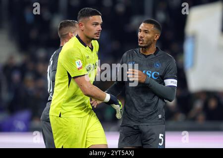 Rom, Italien. 2024. Elia Caprile Torhüterin von Neapel reagiert beim italienischen Cup Coppa Italia, dem Achtelfinale der SS Lazio Stockfoto