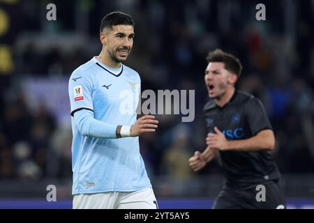 Rom, Italien. 2024. Mattia Zaccagni aus Latium reagierte beim italienischen Cup, Coppa Italia, dem Achtelfinale zwischen SS Lazio und SSC Stockfoto