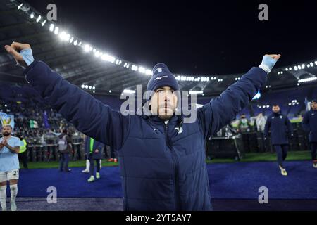 Rom, Italien. 2024. Mattia Zaccagni aus Latium feiert den Sieg am Ende des italienischen Pokals, Coppa Italia, Achtelfinale des Fußballspiels BE Stockfoto