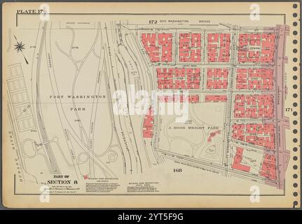 Platte 170, Teil von Abschnitt 8: [Begrenzt durch W. 178th Street, Broadway, W. 173rd Street und (Hudson River, Fort Washington Park) Riverside Drive.] 1955 Stockfoto