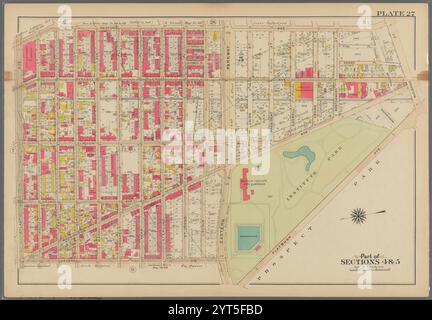 Begrenzt von Bedford Avenue, Malbone Street, (Prospect Park) Flatbush Avenue, Eastern Parkway, Underhill Avenue und Atlantic Avenue, Plate 27 1908 von Bromley, George Washington Stockfoto