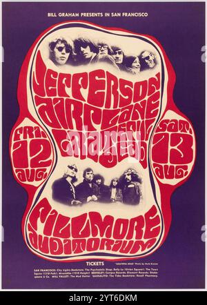 Grateful Dead, Jefferson Airplane 1966 Fillmore Concert Poster - Wes Wilson Kunstwerk Stockfoto