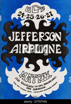 Jefferson Airplane with Grace Slick - Matrix, Fillmore, San Francisco Concert Handbill - Flyer 1966 Stockfoto