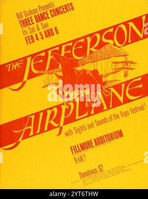 Jefferson Airplane, Sight and Sounds of the Trips Festival - Fillmore Auditorium - Konzertposter - 4., 5., 6. Februar 1966 Stockfoto