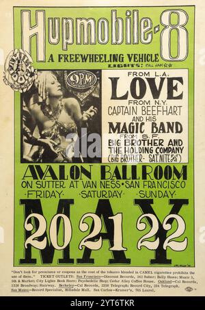 Love Hupmobile 8 - Avalon Ballroom - Vintage-Konzertposter (Wes Wilson, Family Dog, 1966). Aus Los Angeles': Love, aus New York: Captain Beefheart, aus San Francisco: Big Brother and the Holding Company (Janis Joplin) Stockfoto