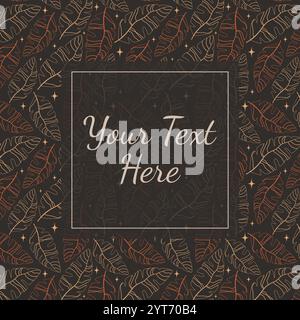 Quadratischer Rahmen mit einfachen Blättern. Blumenvorlage für Einladungsdesign. Thanksgiving-Feier. Hand gezeichneter abstrakter Vektor floraler Hintergrund Stock Vektor