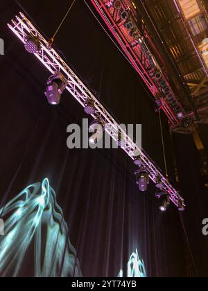 Erfurt, Alte Oper, Theater, Backstage, Beleuchtung, Bühne, Lichtstrahl, Kultur, Spotlight, Bühnentechnologie, Vorhang, Landeshauptstadt, Thüringen, Deutschland Stockfoto