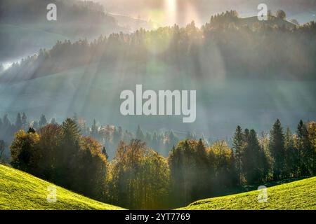 Landschaft im Berner Oberland. Kanton Bern. Emmental. Schweiz. Europa. Stockfoto