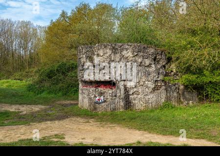 Ypern-Zillebeke, Bunker aus dem Ersten Weltkrieg in Park Hill 60 A. Hill 60 wurde ab 1914 -1918 schwer umkämpft Stockfoto