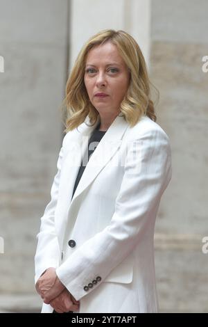 Italien, Rom, 22. Juli 2024: Der Chigi-Palast, Giorgia Meloni, empfängt den Präsidenten des Europäischen Rates Antonio Luis Santos da Costa. Foto Von Giorgia Meloni © Stefano Carofei/Sintesi/Alamy Stock Photo Stockfoto