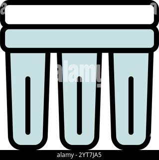 Farbsymbol Wasseraufbereitung. Filtrationsprozess. Osmose und Entsalzung. Trinkwasser. Isolierte Vektorumrisse. Anpassbares Symbol. Stock Vektor