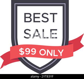 99-Dollar-Sonderangebot, das auf einem Schild mit einem leuchtenden roten Band sichtbar ist und bedeutende Rabatte und außergewöhnliche Rabatte hervorhebt Stock Vektor