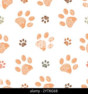 Erdfarben Pfotenmuster mit nahtlosem Stoffmuster Stock Vektor