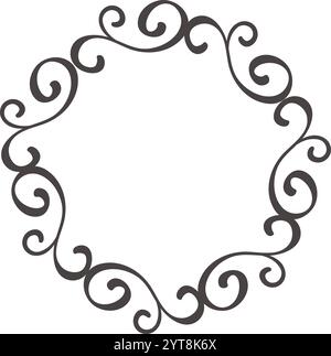 Der runde dekorative Rahmen mit eleganten Blüten sorgt für ein klassisches und verziertes Design, ideal für Einladungen, Logos oder andere Stock Vektor