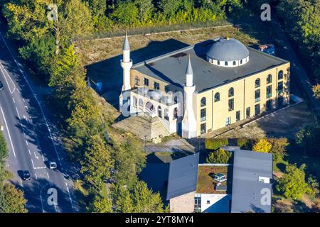 Luftaufnahme, DITIB Bergkamen neue Zentralmoschee, Bergkamen, Ruhrgebiet, Nordrhein-Westfalen, Deutschland Stockfoto