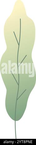 Stilisiertes grünes Blatt mit einem lebhaften Verlauf und verschiedenen Adern, die Themen Natur, Wachstum und Umweltbewusstsein darstellen. Betonen Stock Vektor