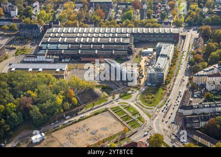 Luftaufnahme, Baustelle mit neuem TRIUM Bürogebäude Bochum GmbH & Co KG, Westpark Alleestraße und Wattenscheider Straße, Werk und Ware Stockfoto