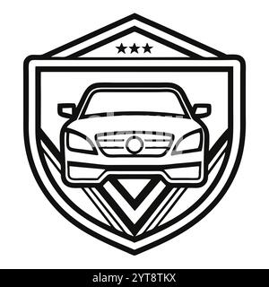 Auto-Schild-Emblem-Linie Kunst-Logo Silhouette Vektor-Kunstwerk-Design für Geschäft und Branding Stock Vektor