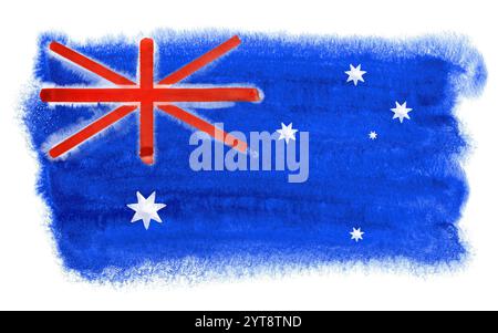 Aquarellillustration der australischen Flagge Stockfoto