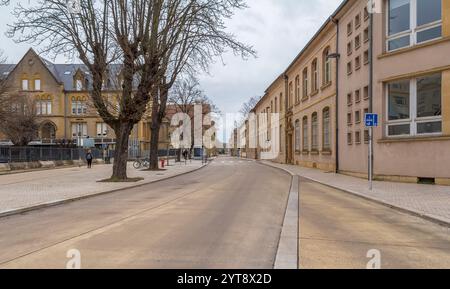 Eindruck einer Stadt namens Metz, die sich im Winter in der Region Lothringen in Frankreich befindet Stockfoto