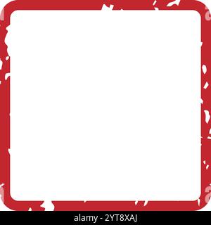 Ein markanter roter Rand mit Grunge-Textur umgibt einen leeren weißen Bereich und schafft einen auffälligen Rahmen für Text- oder Designelemente, perfekt für einen Vintage-Look Stock Vektor