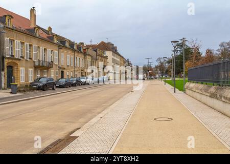 Eindruck einer Stadt namens Metz, die sich im Winter in der Region Lothringen in Frankreich befindet Stockfoto