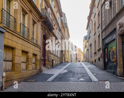 Eindruck einer Stadt namens Metz, die sich im Winter in der Region Lothringen in Frankreich befindet Stockfoto