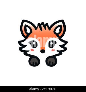Fox im Anime-Stil gezeichnet. Niedlicher Fuchskopf. Farbiger Fuchs. Orangenfüchse. Wildfuchs im klassischen Stil. Stock Vektor