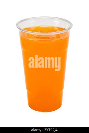 Klarer Plastikbecher mit Limonade Stockfoto