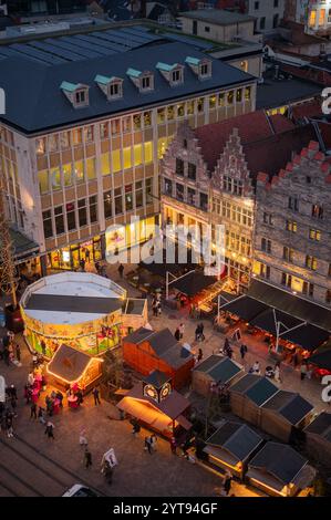 Weihnachtsmarkt in Gent Stockfoto