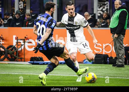 Emanuele VALERI von Parma während des italienischen Meisterschaftsspiels Serie A zwischen dem FC Internazionale und Parma Calcio am 6. Dezember 2024 im Giuseppe Meazza Stadion in Mailand Stockfoto