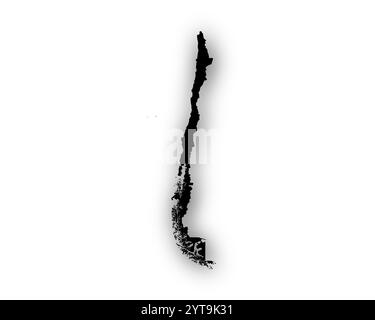 Karte von Chile mit Schatten Stockfoto