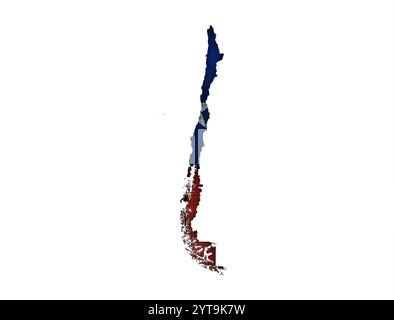 Karte und Flagge von Chile auf verwittertem Holz Stockfoto