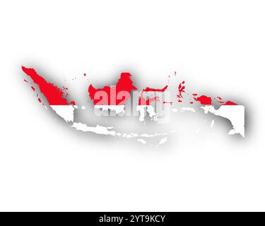 Karte und Flagge von Indonesien Stockfoto