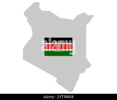 Flagge und Karte von Kenia Stockfoto