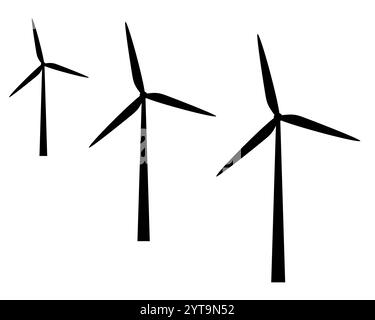 Windräder auf weiß Stockfoto