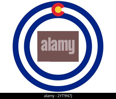 Karte von Colorado auf Hintergrund mit Fahne Stockfoto