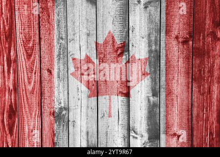 Flagge auf verwittertem Holz Stockfoto
