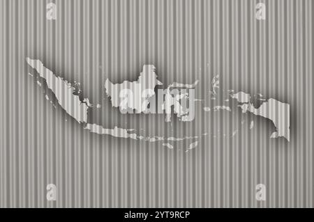 Karte von Indonesien auf Wellblech Stockfoto