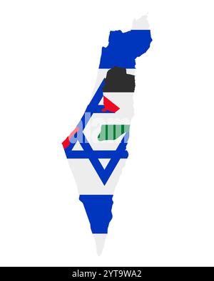Die Markierung in der Karte von Israel und Palästina Stockfoto
