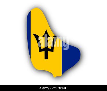 Karte und Flagge von Barbados Stockfoto