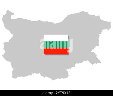 Flagge und Karte von Bulgarien Stockfoto