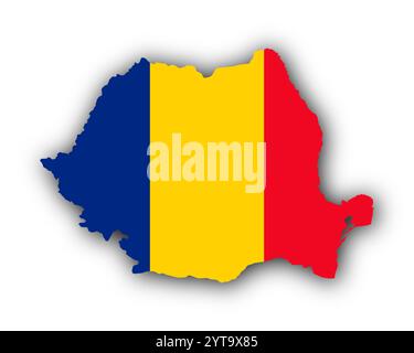 Karte und Flagge von Rumänien Stockfoto