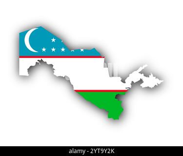 Karte und Flagge der Republik Usbekistan Stockfoto