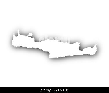 Karte von Kreta mit Schatten Stockfoto